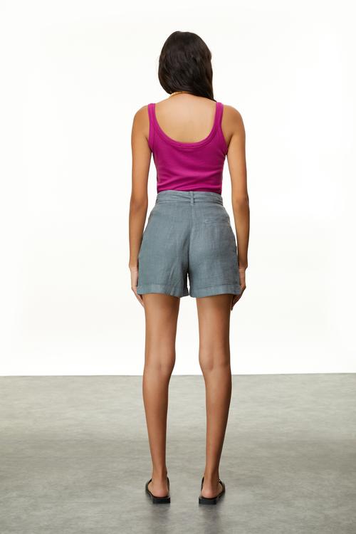  BAĞLAMALI KETEN MİNİ ŞORT