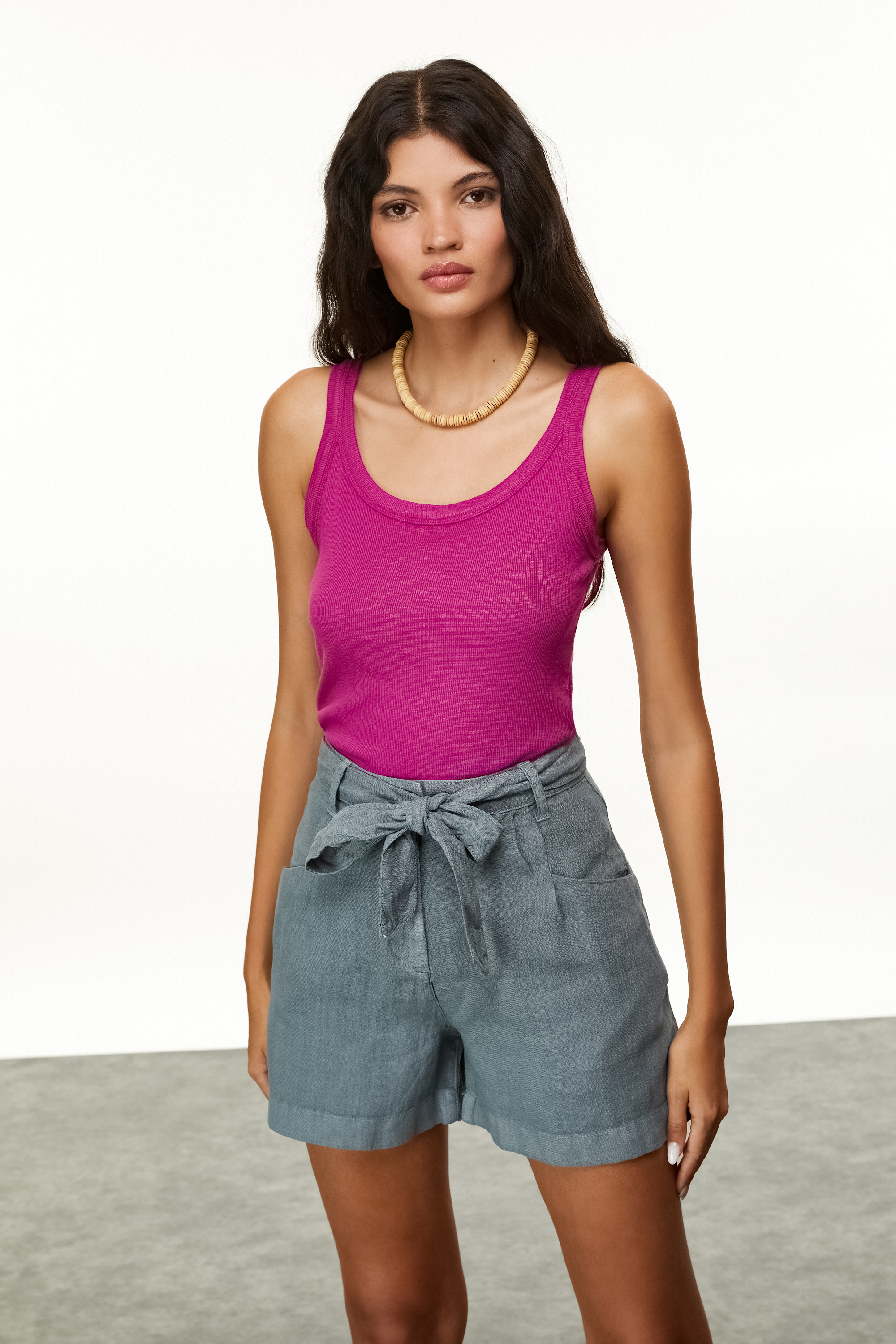 BAĞLAMALI KETEN MİNİ ŞORT