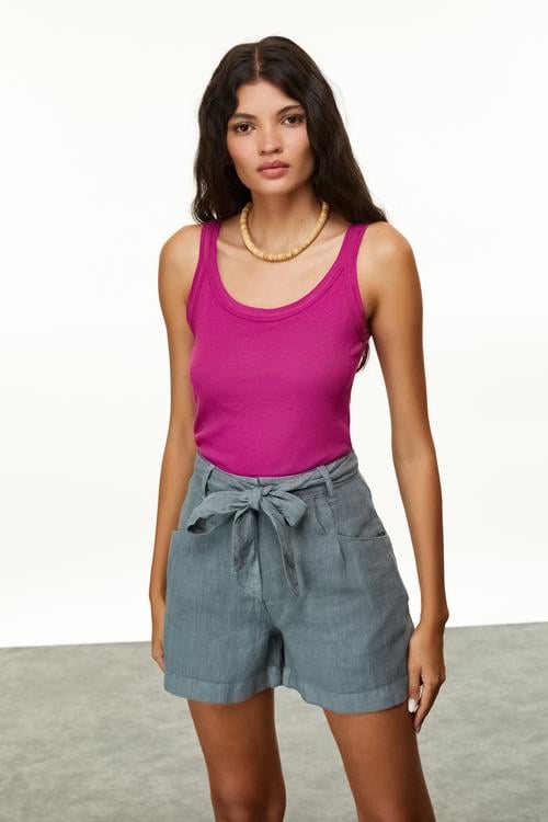  BAĞLAMALI KETEN MİNİ ŞORT