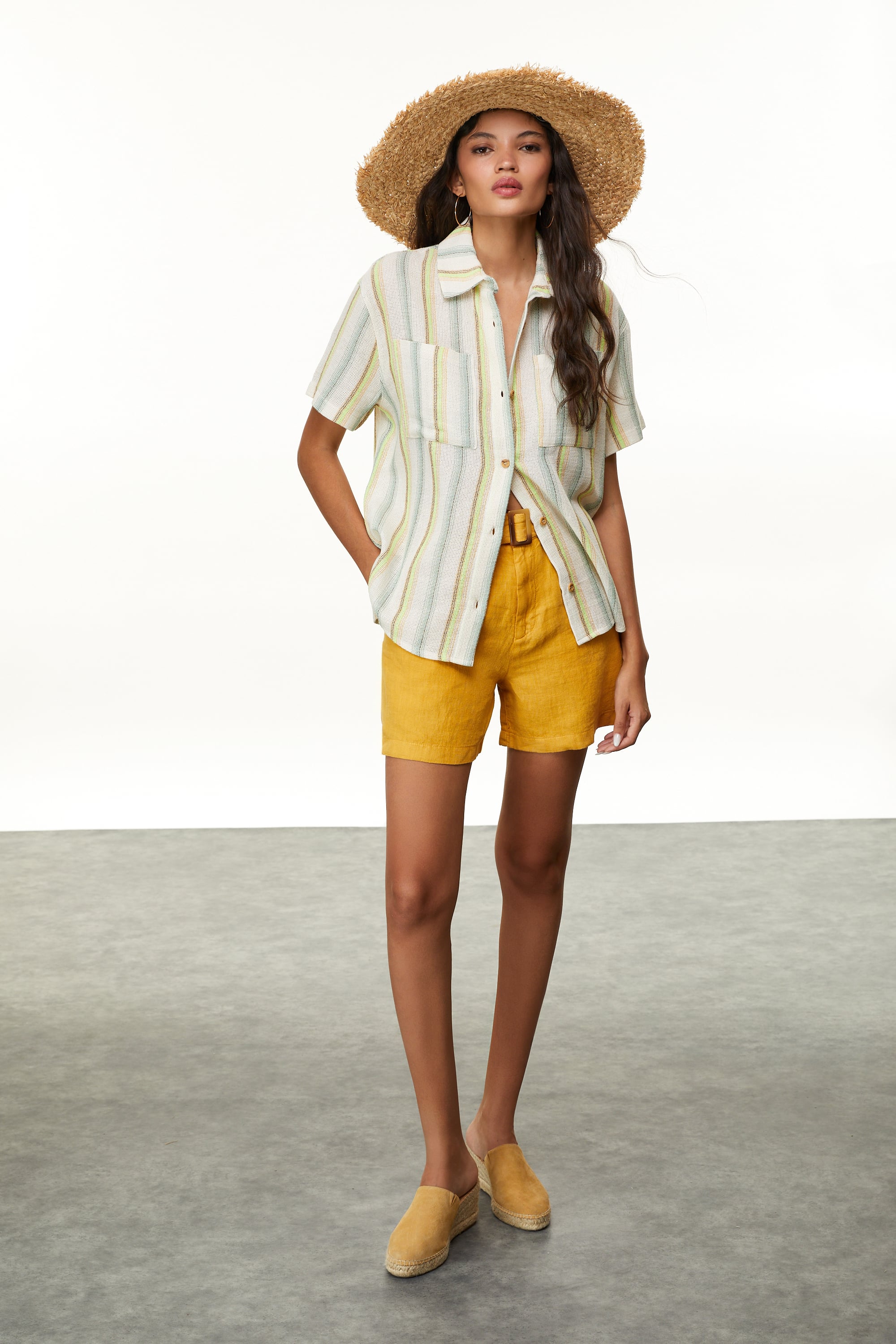 PAMUKLU CEPLİ OVERSIZE GÖMLEK