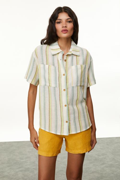  PAMUKLU CEPLİ OVERSIZE GÖMLEK