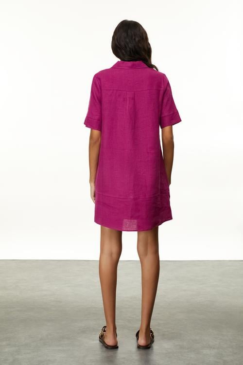  MİNİ KETEN ELBİSE