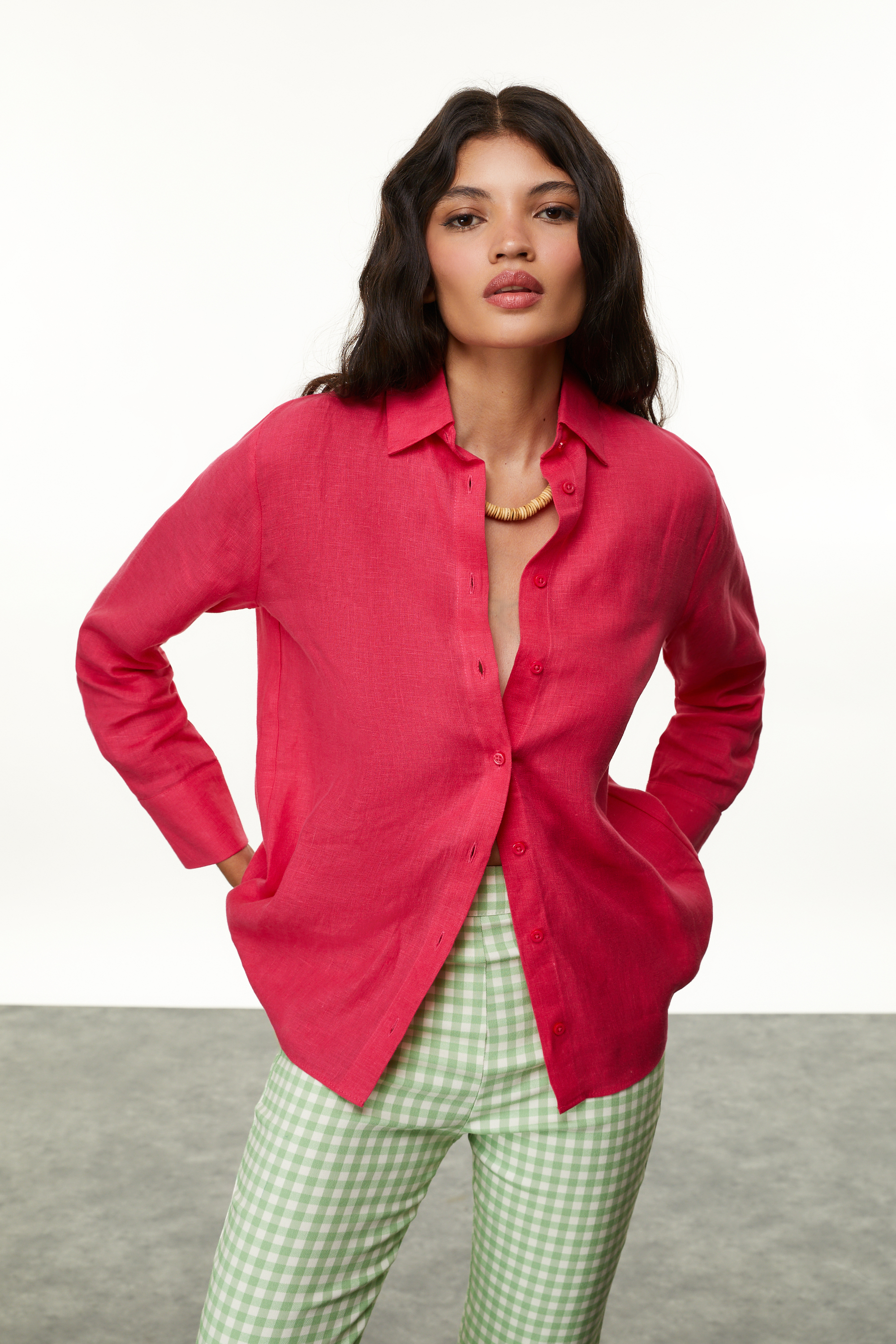 REGULAR FIT KETEN GÖMLEK