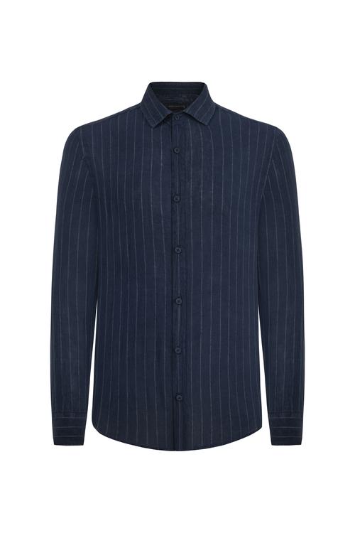  ÇİZGİLİ KETEN GÖMLEK