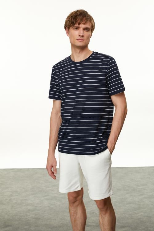  ÇİZGİLİ BİSİKLET YAKA T-SHIRT