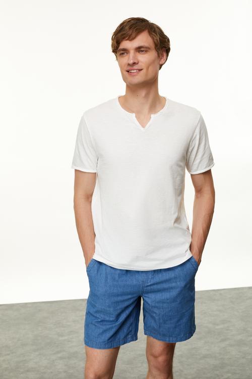  HENLEY YAKA KISA KOLLU T-SHIRT