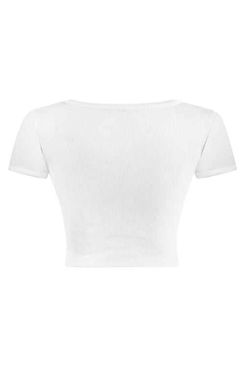  AÇIK YAKA CROP T-SHIRT