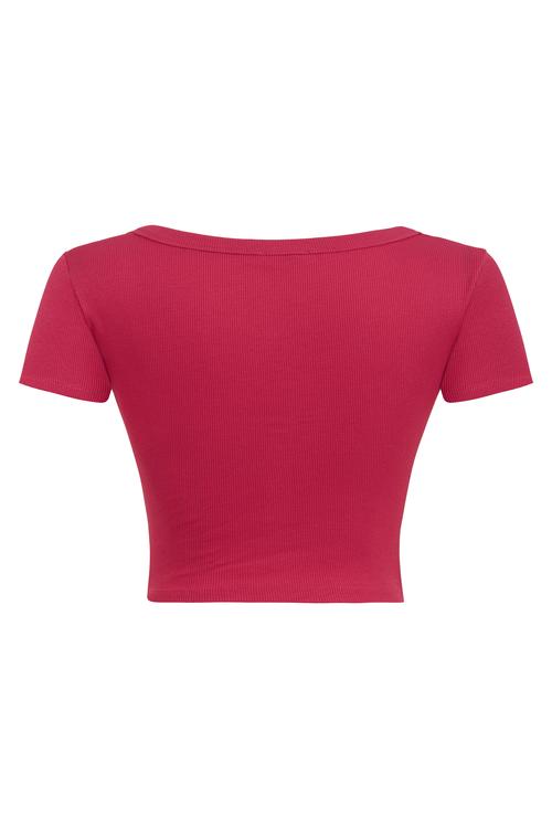  AÇIK YAKA CROP T-SHIRT