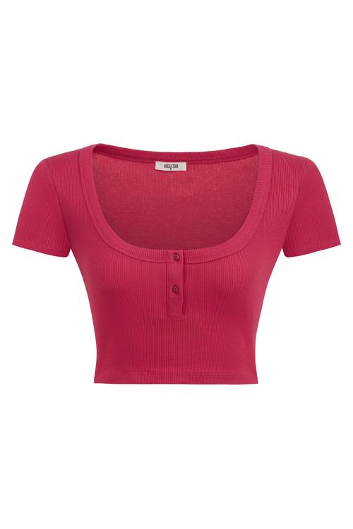  AÇIK YAKA CROP T-SHIRT