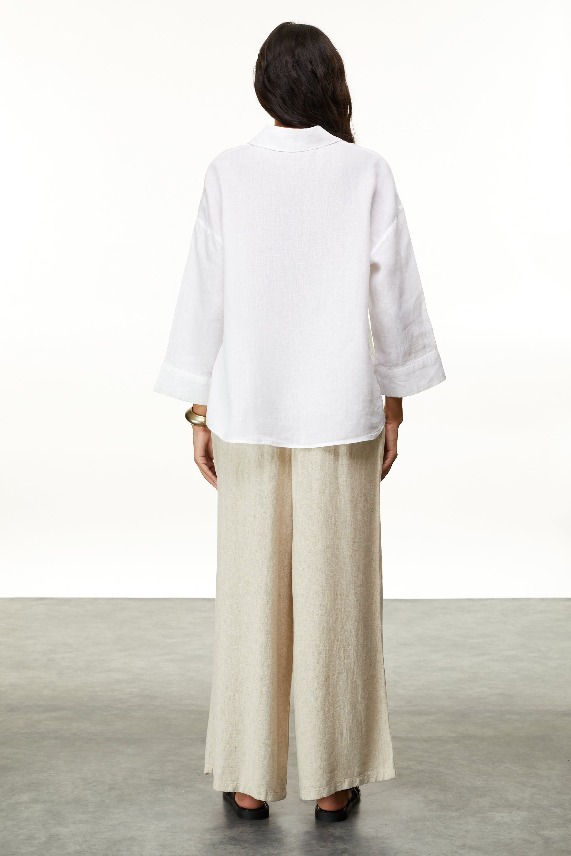 KETEN KARIŞIMLI BAĞLAMA DETAYLI PANTOLON