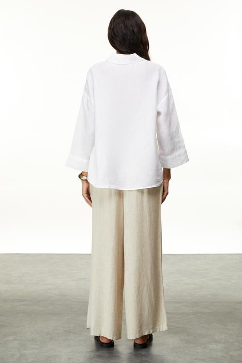  KETEN KARIŞIMLI BAĞLAMA DETAYLI PANTOLON