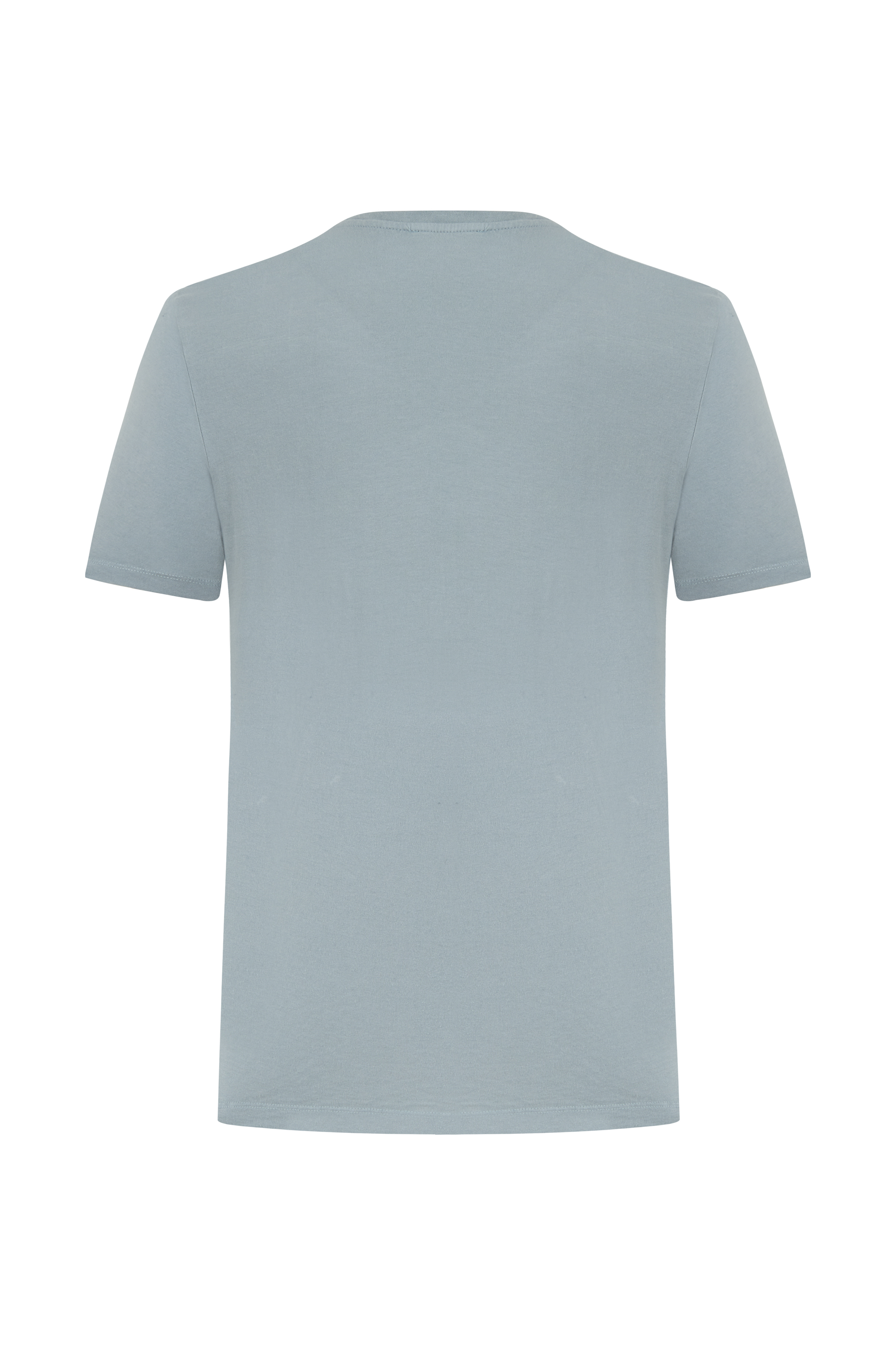 Erkek Mavi Bisiklet Yaka T-Shirt