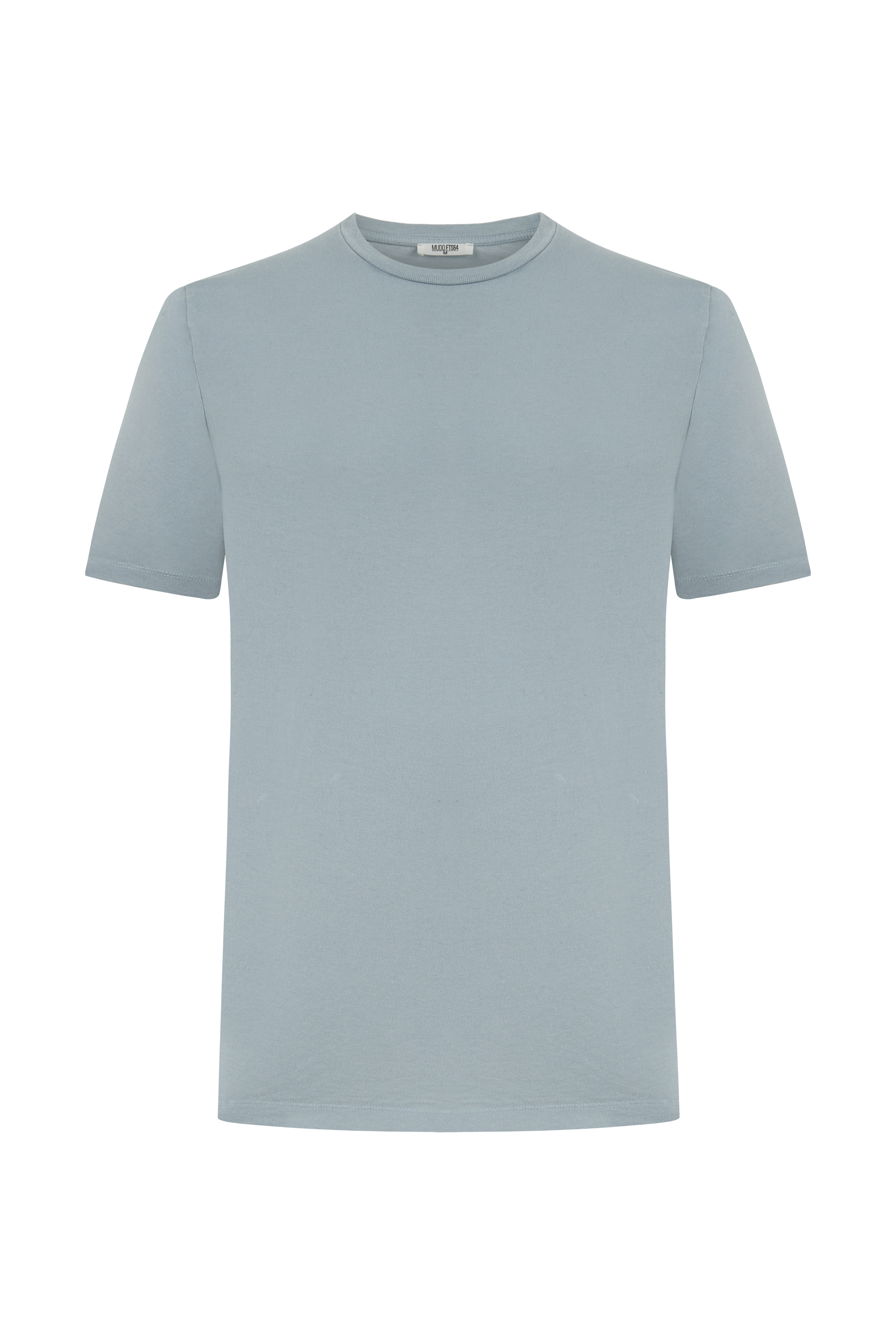 Erkek Mavi Bisiklet Yaka T-Shirt
