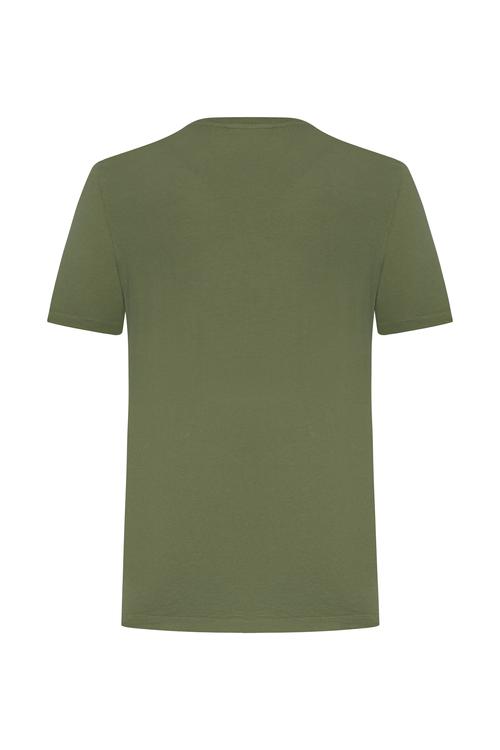  Erkek Haki Bisiklet Yaka T-Shirt