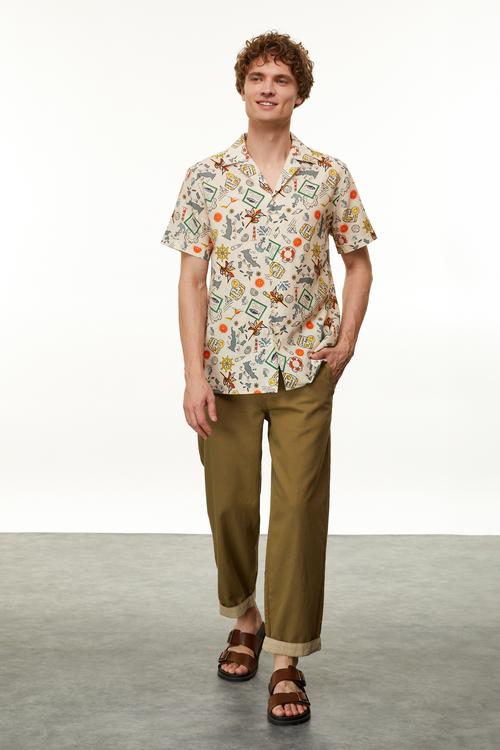  REGULAR FIT BASKILI GÖMLEK