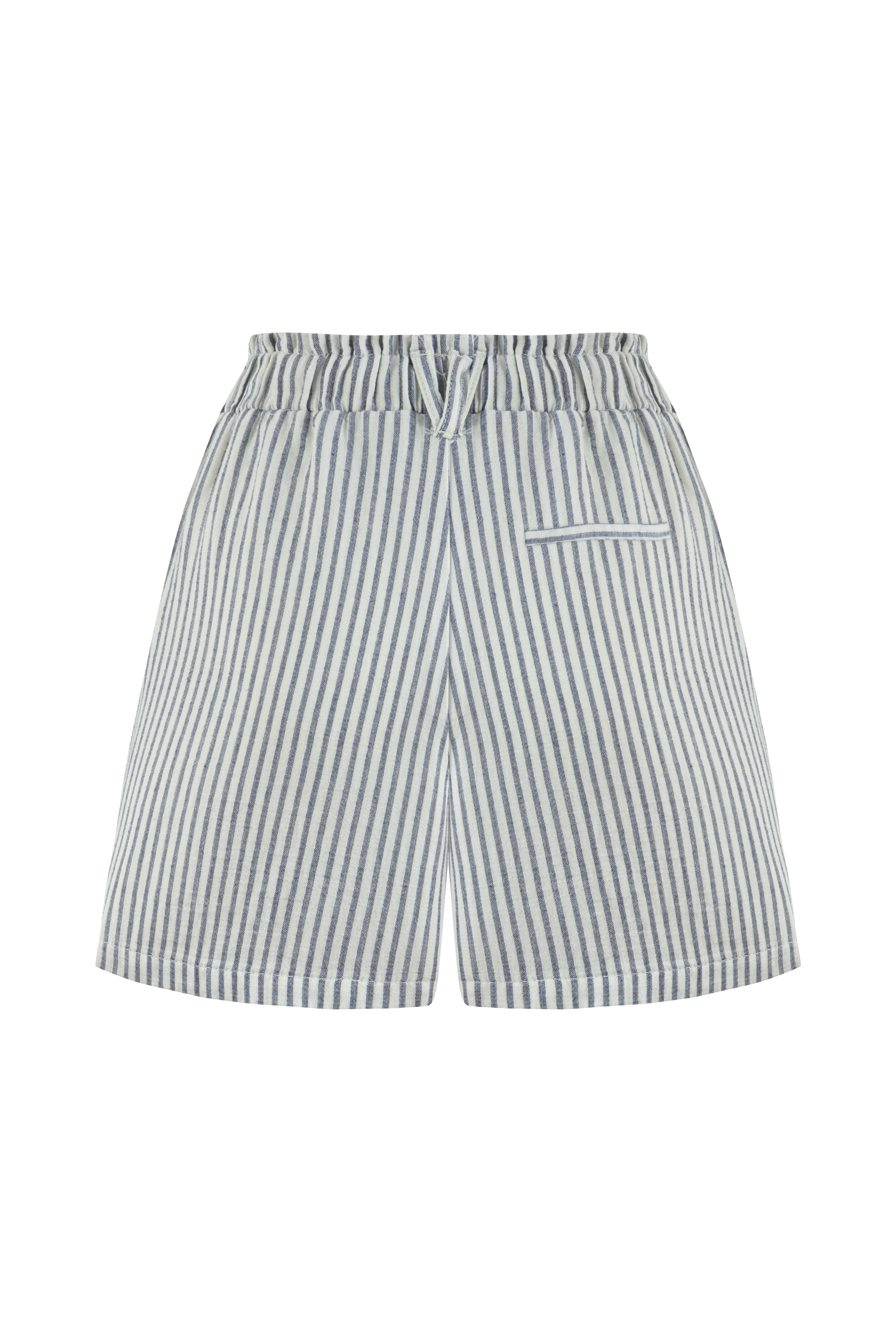 PAMUKLU BAĞLAMA DETAYLI ÇİZGİLİ MİNİ ŞORT