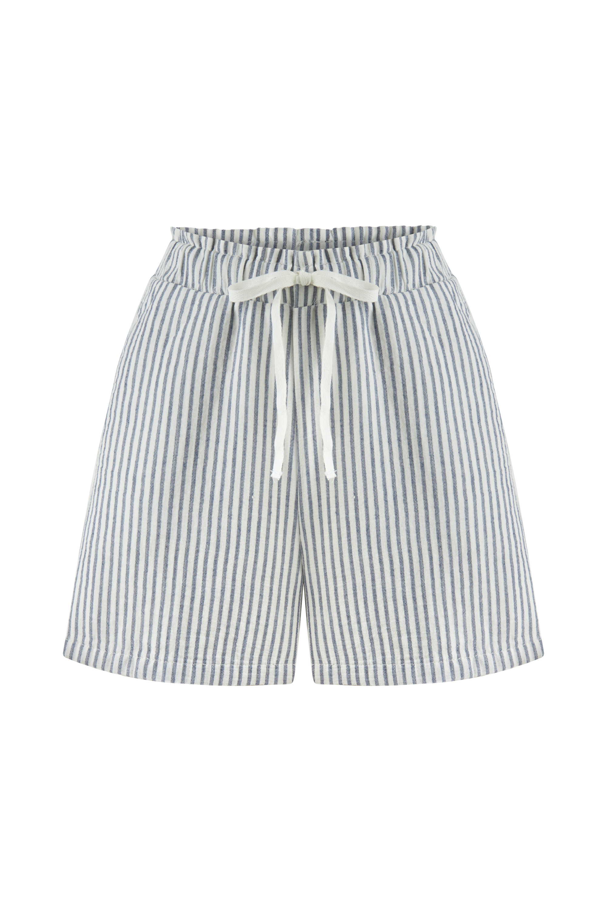 PAMUKLU BAĞLAMA DETAYLI ÇİZGİLİ MİNİ ŞORT