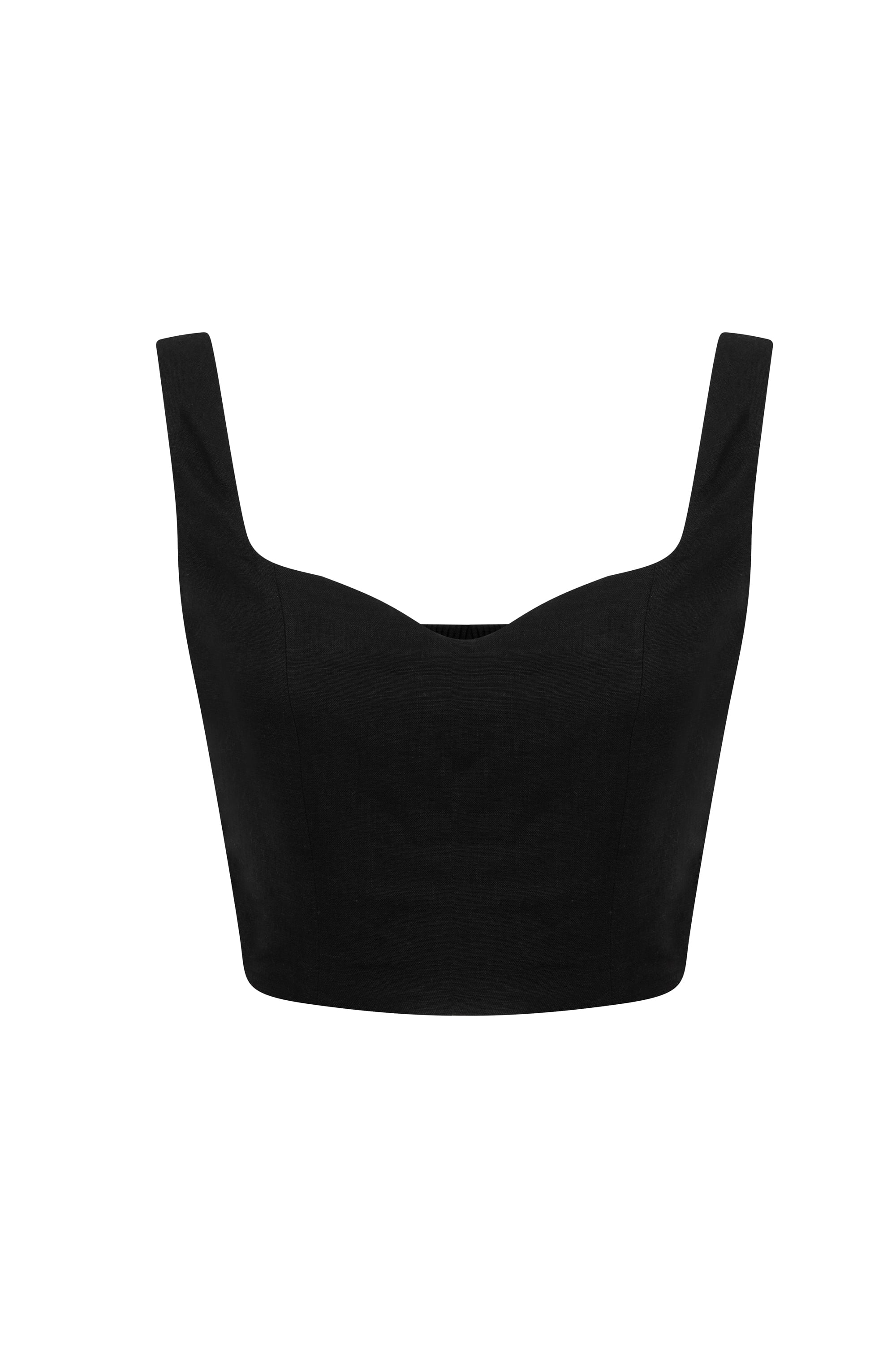 KOLSUZ CROP KETEN BLUZ