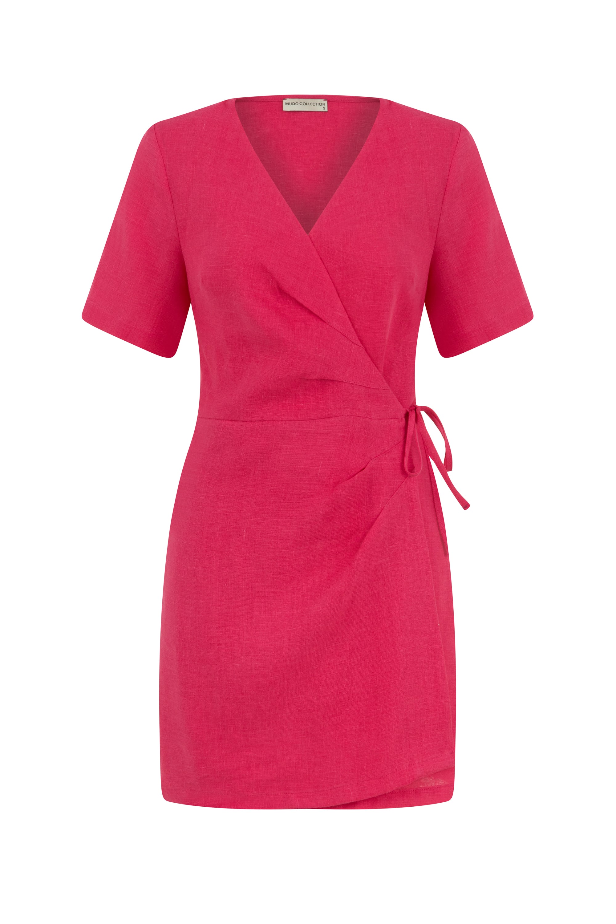 V YAKA KRUVAZE BAĞLAMALI ELBİSE