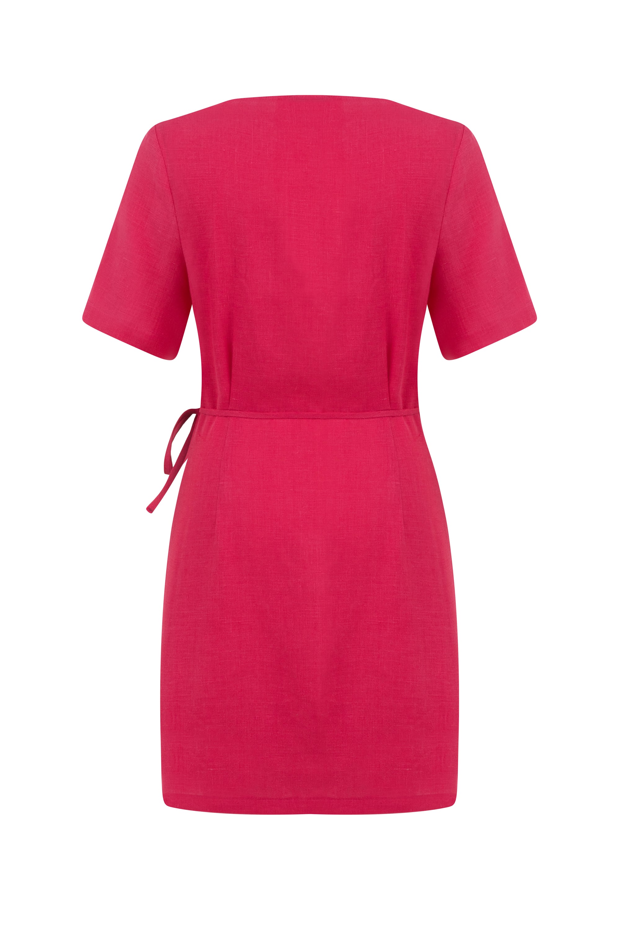 V YAKA KRUVAZE BAĞLAMALI ELBİSE