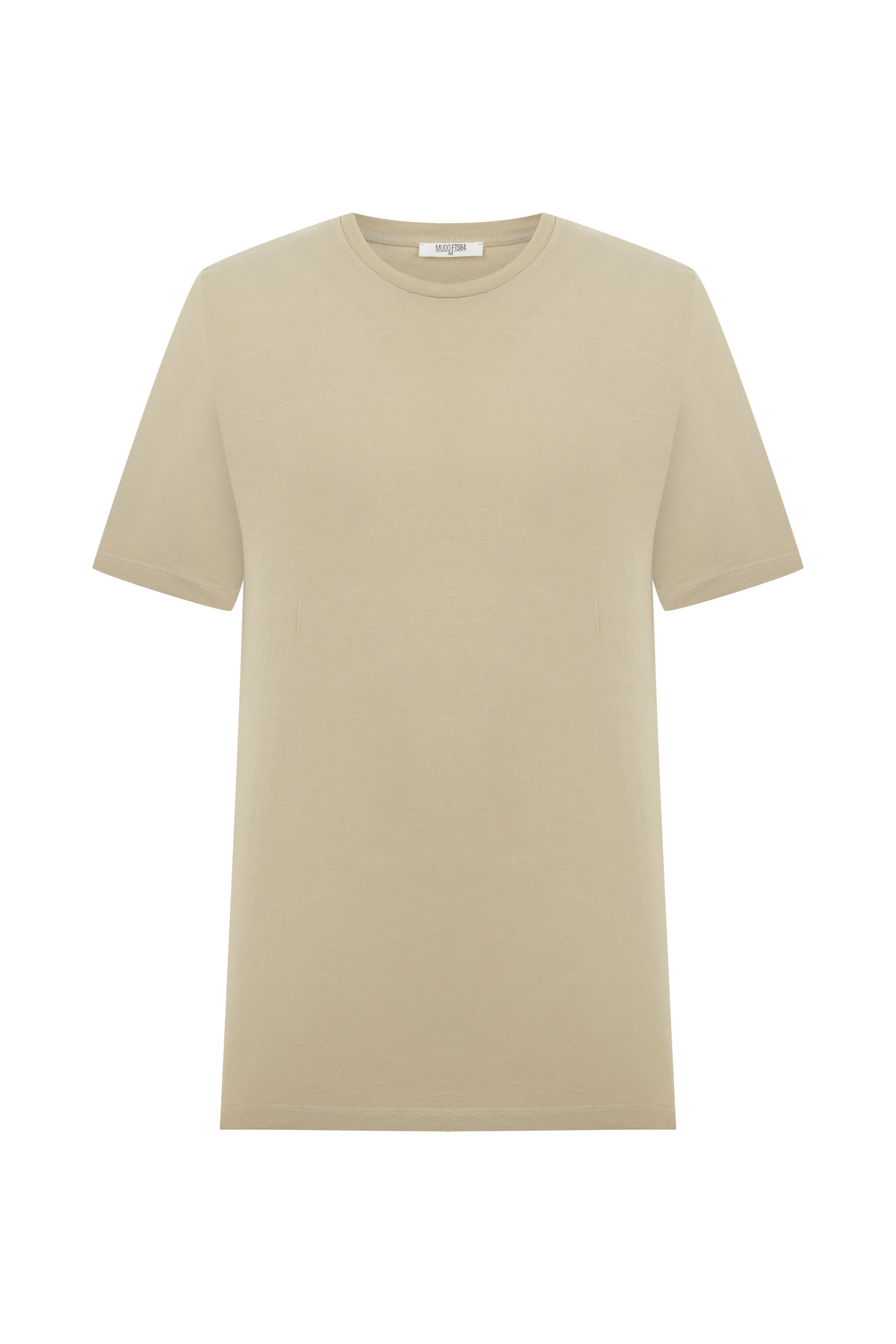 Erkek Bej Rengi Bisiklet Yaka T-Shirt