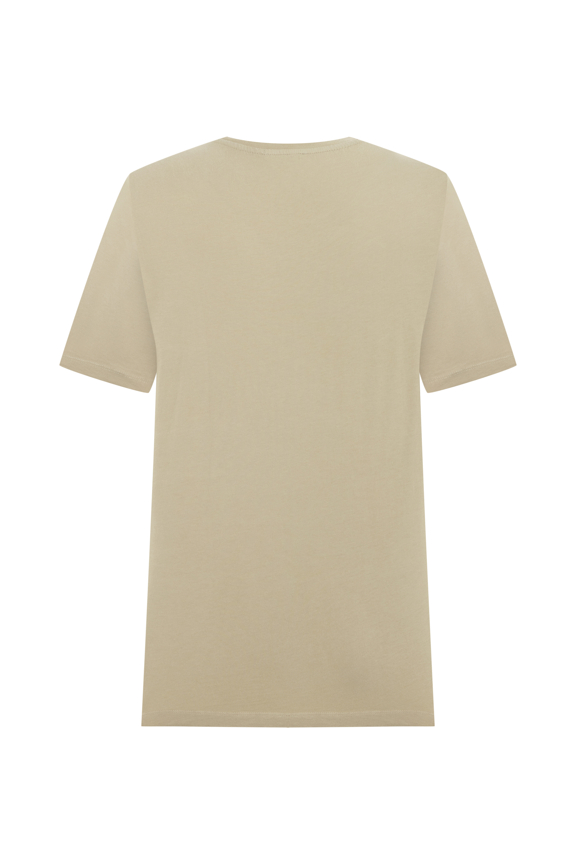 Erkek Bej Rengi Bisiklet Yaka T-Shirt