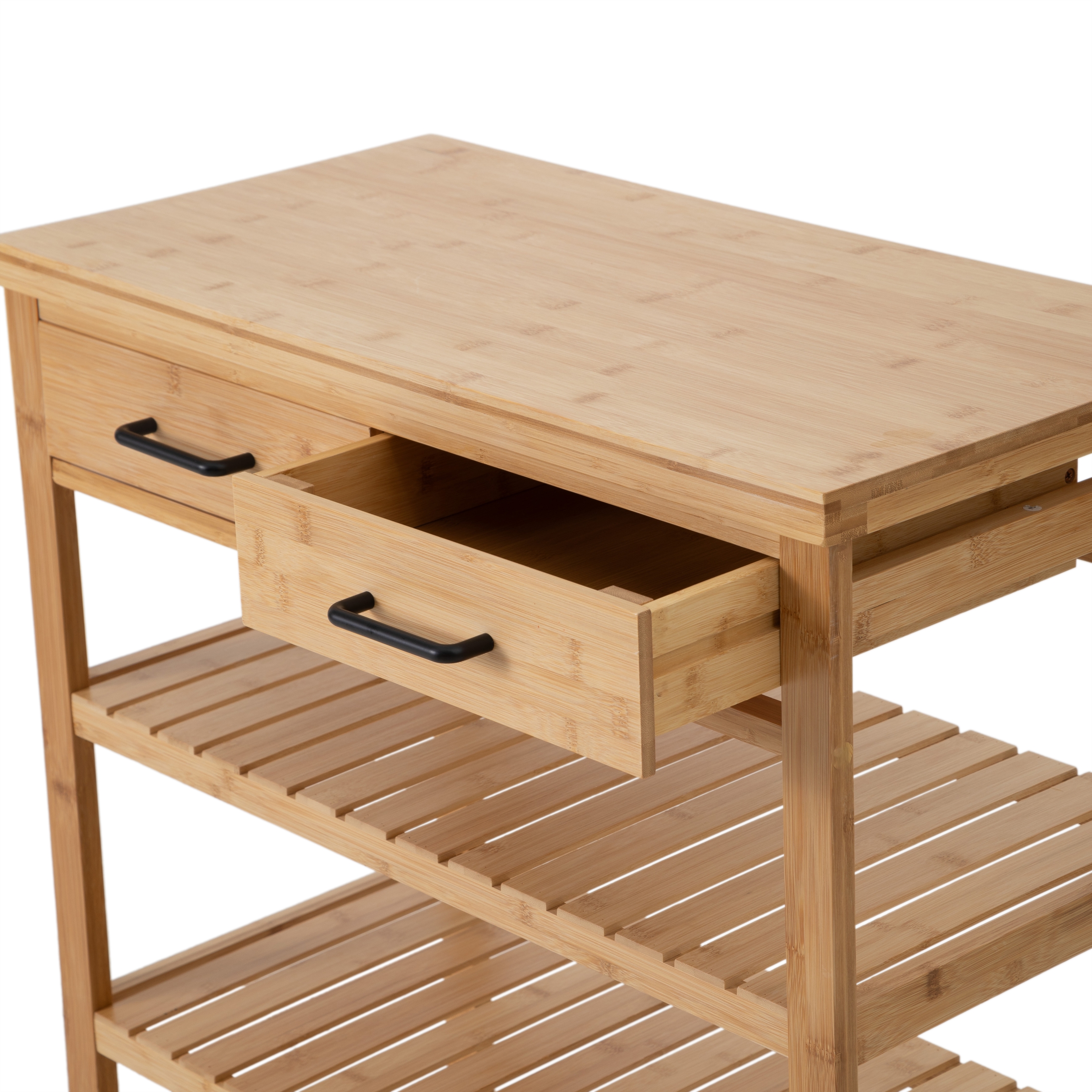 BOHO BAMBU ÇEKMECELİ&RAFLI SERVİS ARABASI