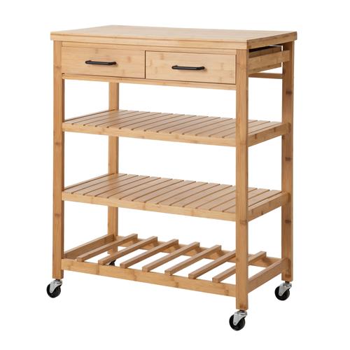  BOHO BAMBU ÇEKMECELİ&RAFLI SERVİS ARABASI