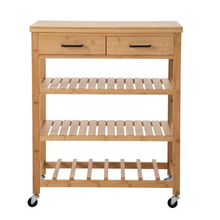 BOHO BAMBU ÇEKMECELİ&RAFLI SERVİS ARABASI