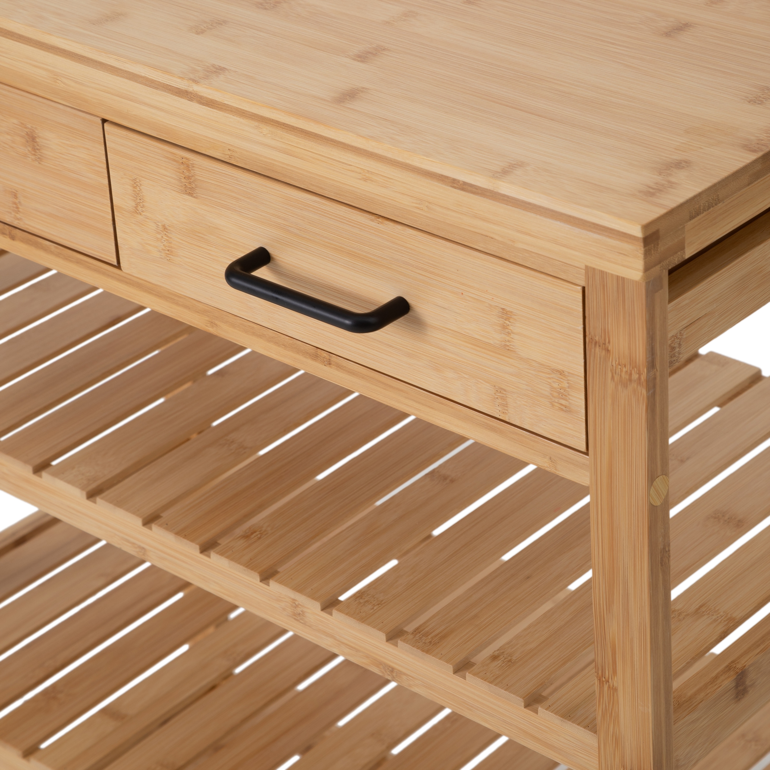 BOHO BAMBU ÇEKMECELİ&RAFLI SERVİS ARABASI