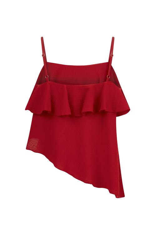  ŞİLE BEZİ - ASKILI ASİMETRİK KESİM BLUZ