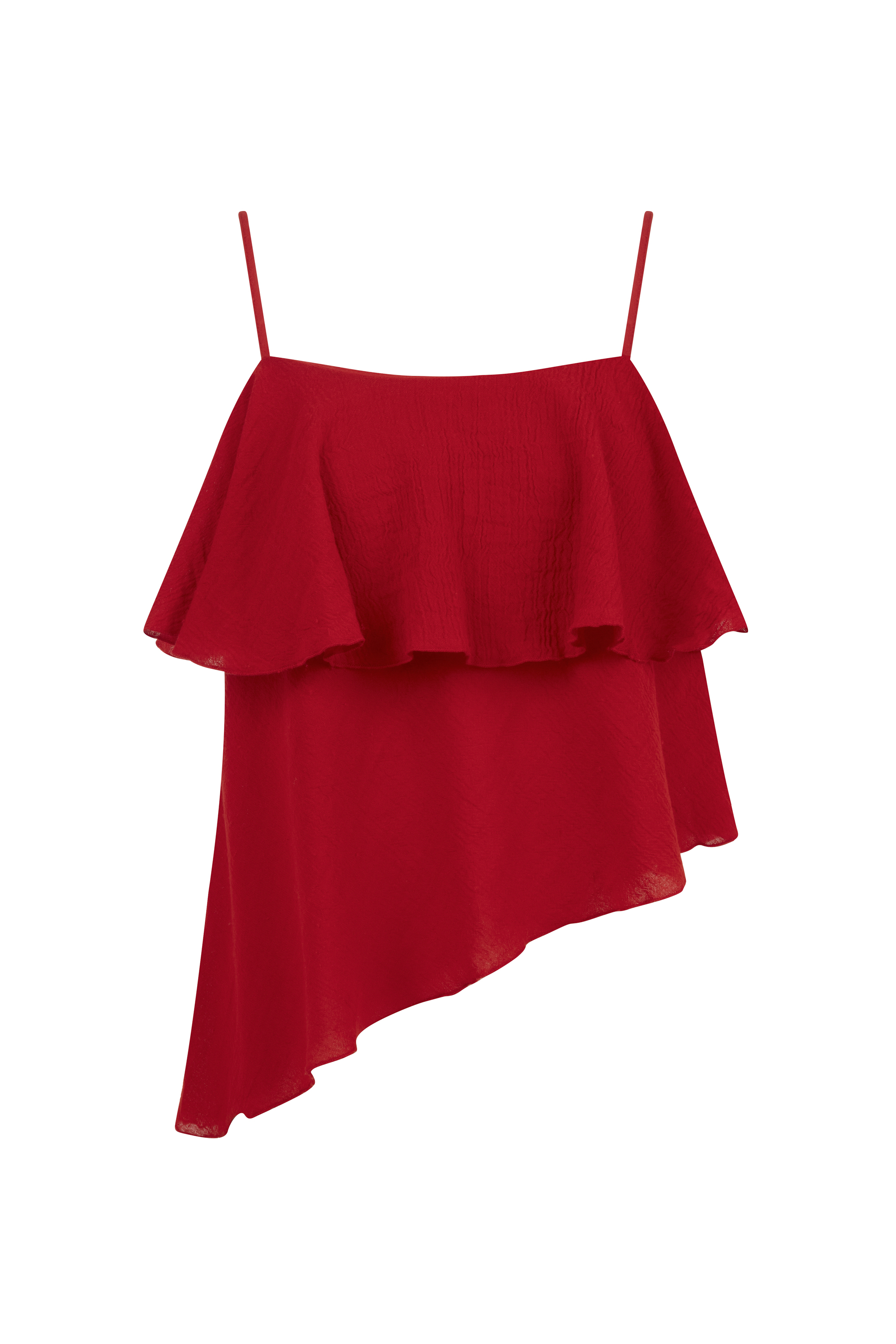 ŞİLE BEZİ - ASKILI ASİMETRİK KESİM BLUZ