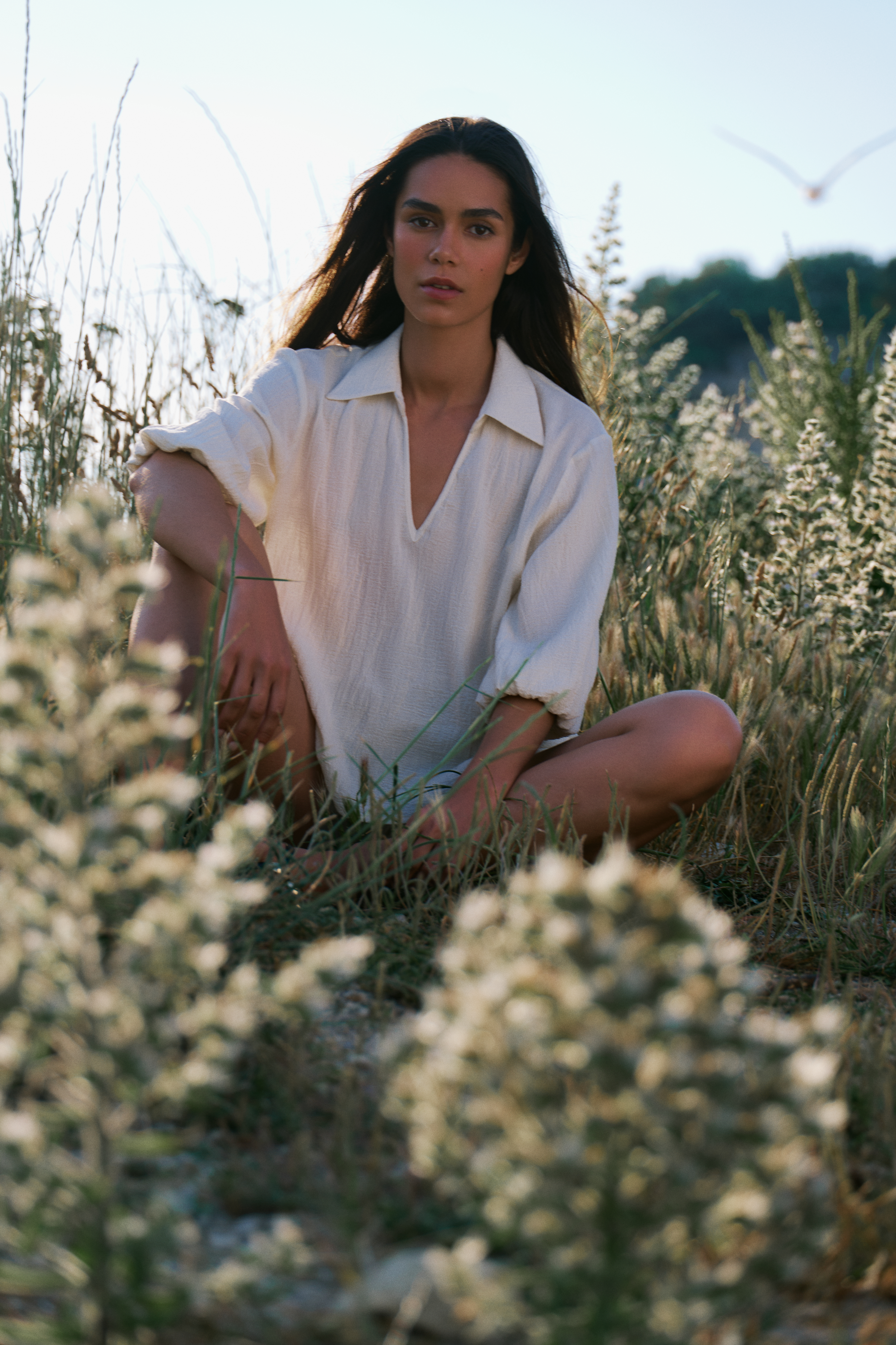 ŞİLE BEZİ - V YAKA UZUN KOLLU BLUZ