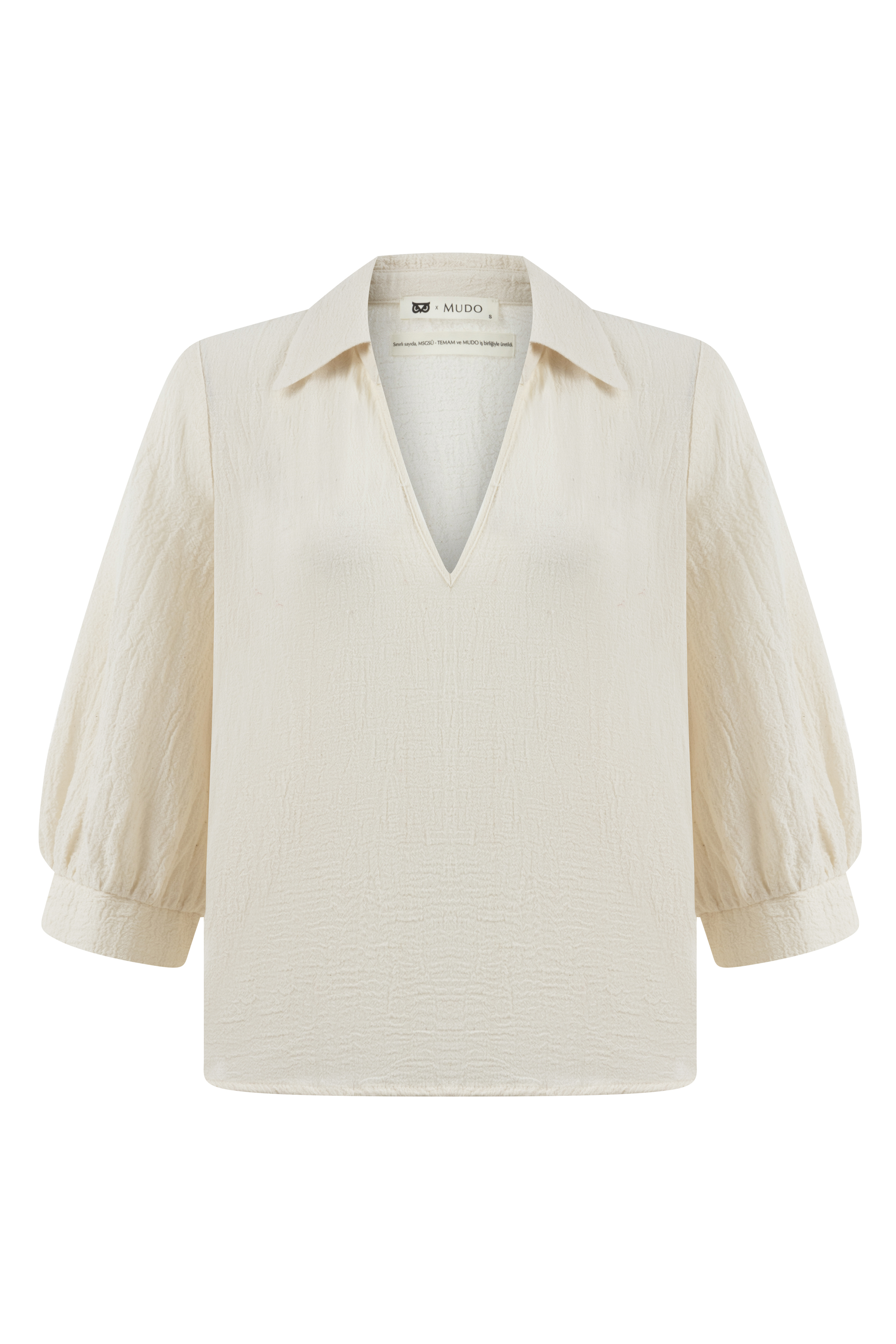 ŞİLE BEZİ - V YAKA UZUN KOLLU BLUZ