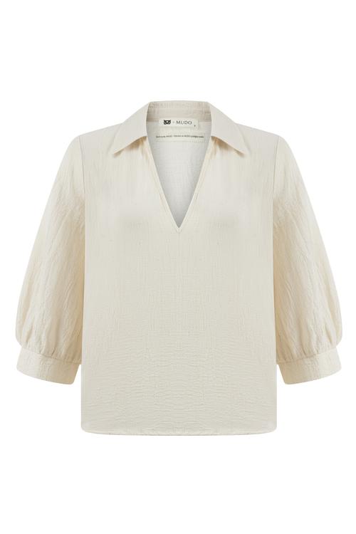  ŞİLE BEZİ - V YAKA UZUN KOLLU BLUZ