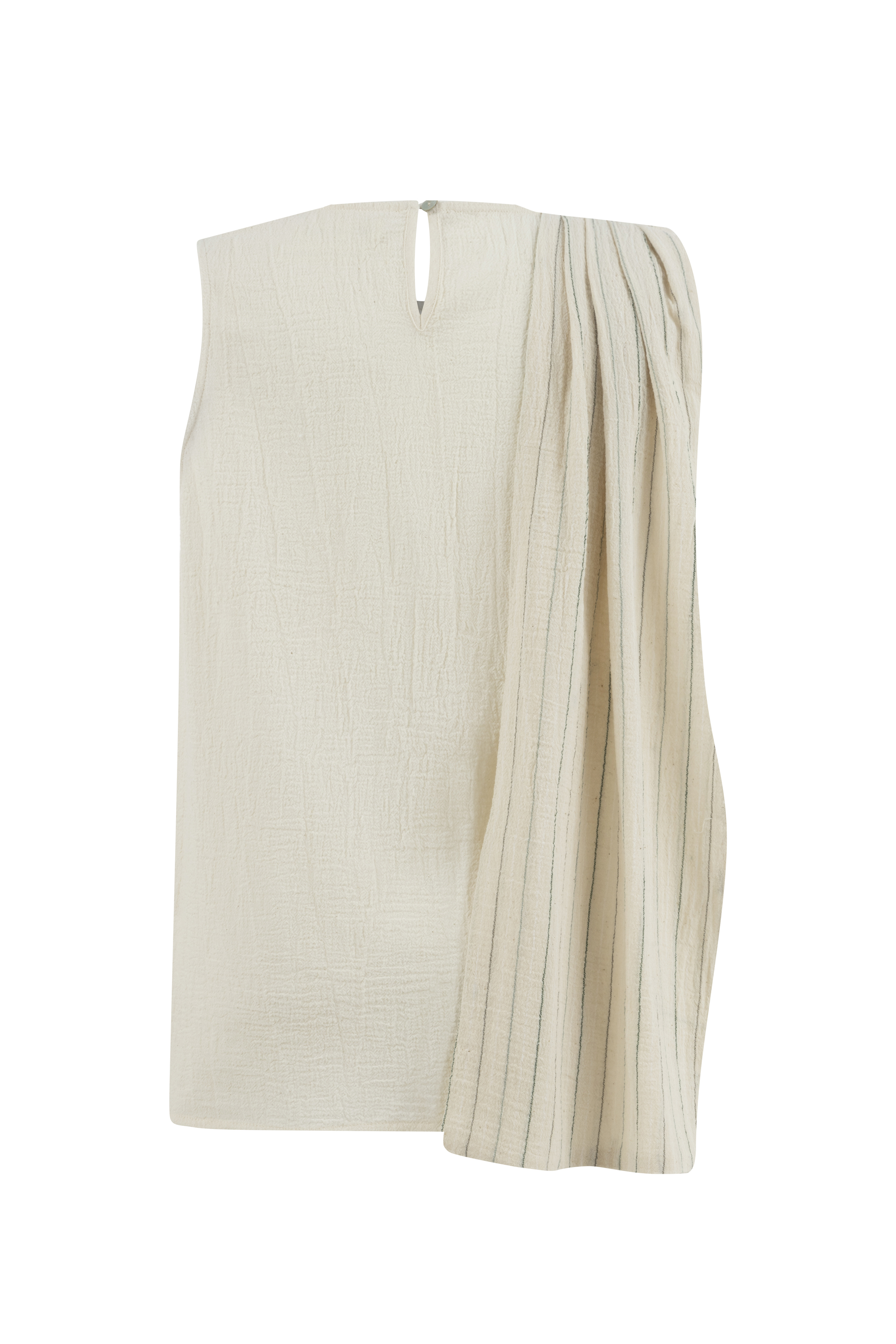 ŞİLE BEZİ - BİSİKLET YAKA FIRFIRLI KOLSUZ BLUZ