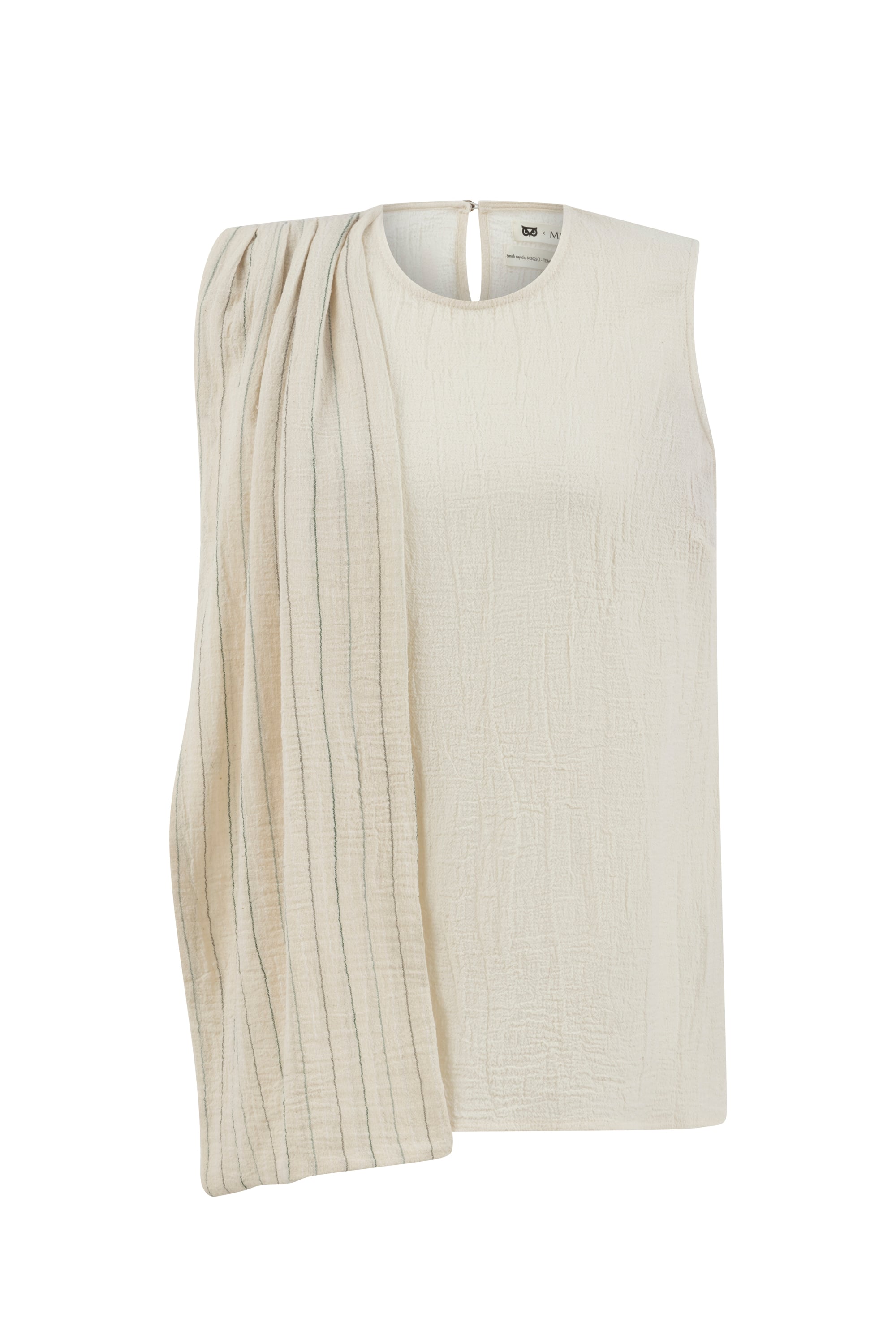 ŞİLE BEZİ - BİSİKLET YAKA FIRFIRLI KOLSUZ BLUZ