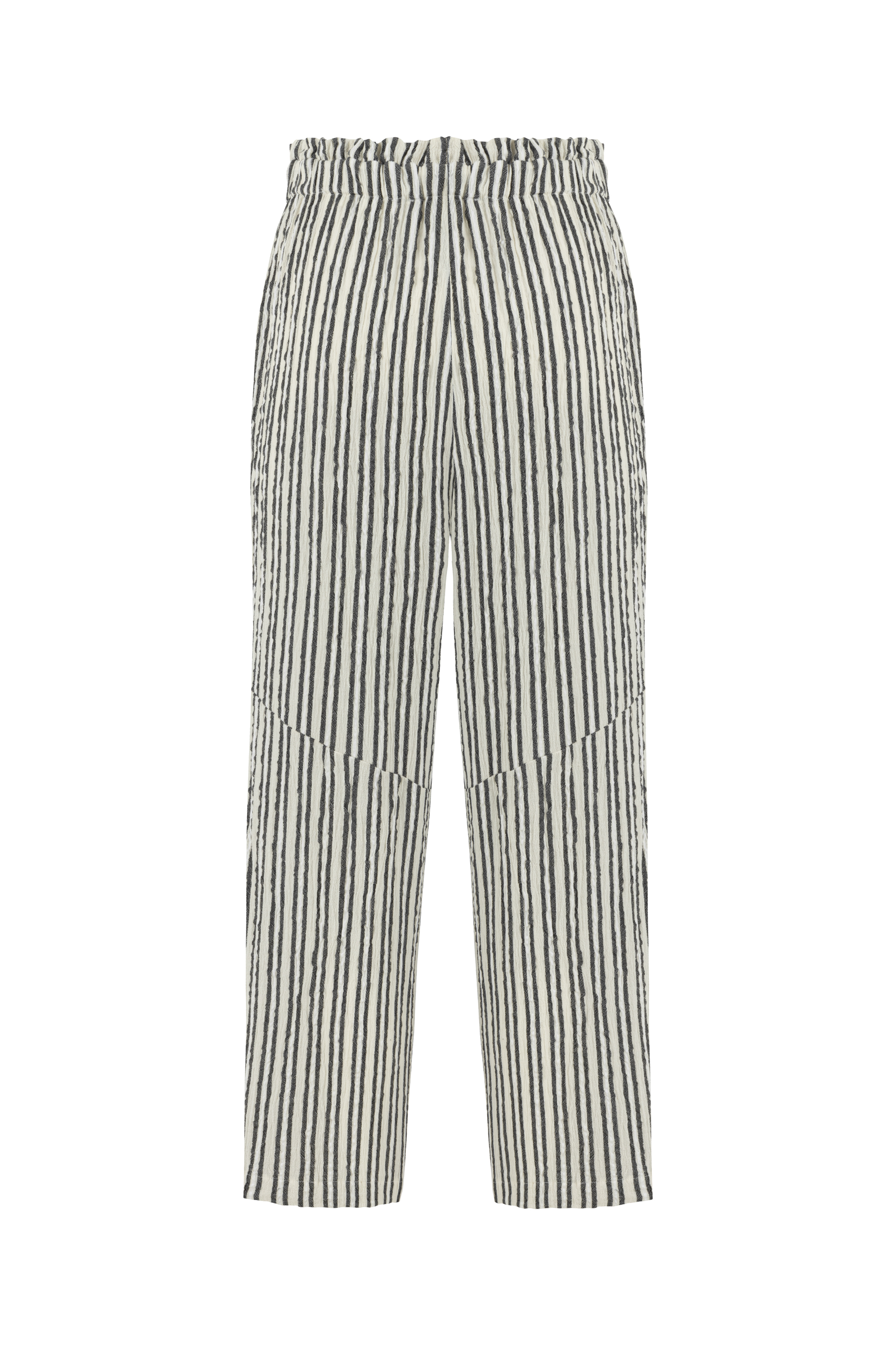 Kadın Kırık Beyaz Şile Bezi - Comfort Fit Çizgili Pantolon