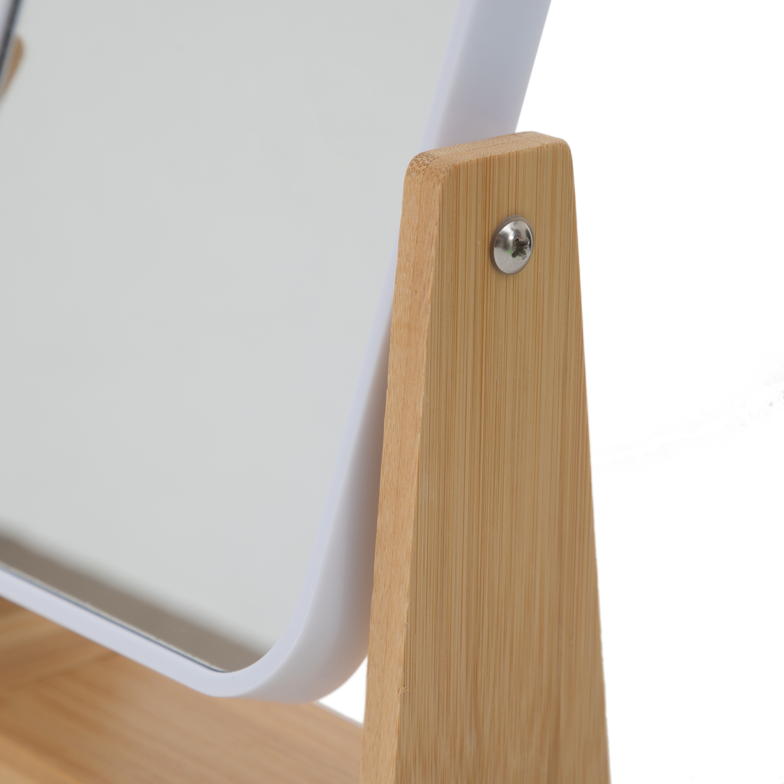 BOHO BAMBU BÜYÜTEÇLİ AYNA BEYAZ 16X5,8X21,8