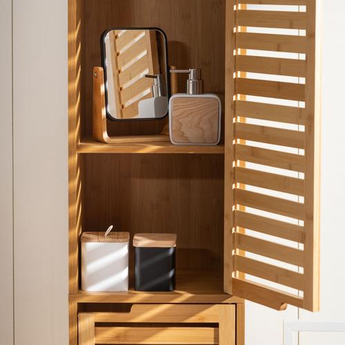 BOHO BAMBU BÜYÜTEÇLİ AYNA SİYAH 16X5,8X21,8