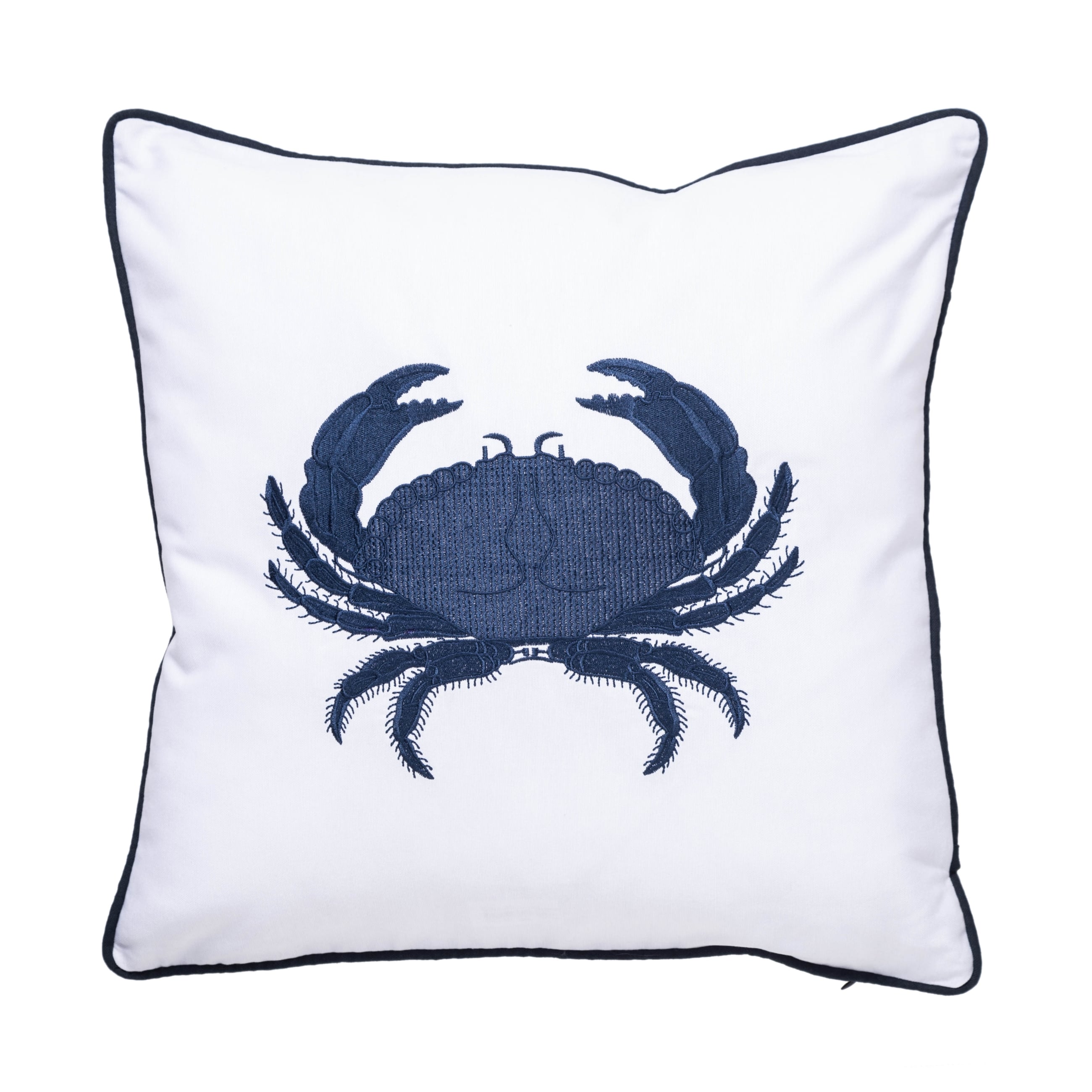 MARİN YENGEÇ NAKIŞLI KIRLENT BEYAZ-LACİVERT 50X50