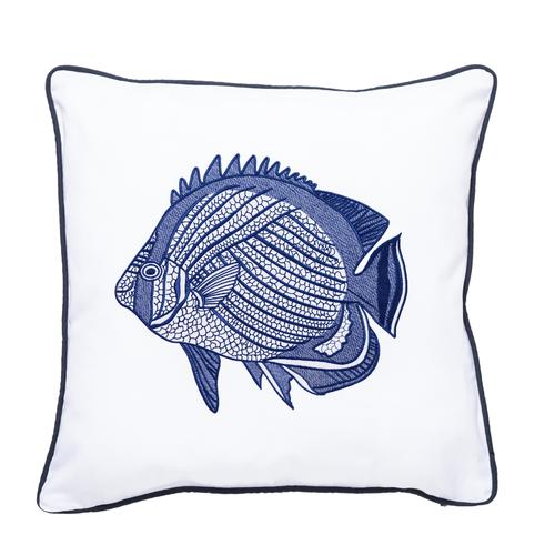  MARİN BALIK NAKIŞLI KIRLENT BEYAZ-LACİVERT 50X50