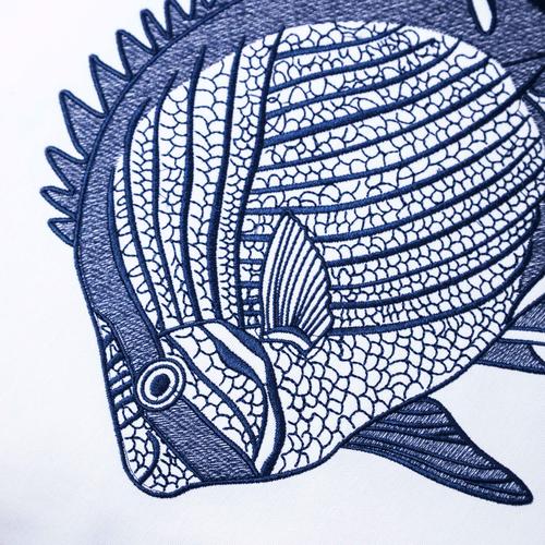  MARİN BALIK NAKIŞLI KIRLENT BEYAZ-LACİVERT 50X50