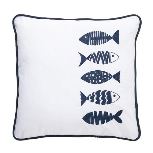  MARİN BALIKLI NAKIŞLI KIRLENT BEYAZ LACİVERT 50X50