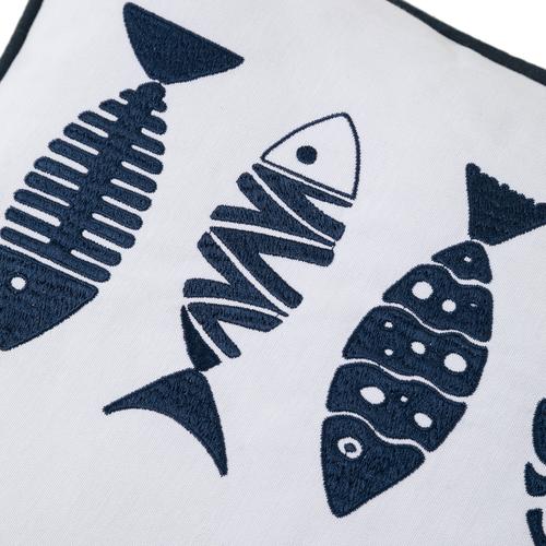  MARİN BALIKLI NAKIŞLI KIRLENT BEYAZ LACİVERT 50X50