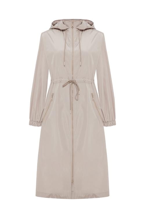  BELİ BAĞLAMALI KAPÜŞONLU UZUN YAĞMURLUK