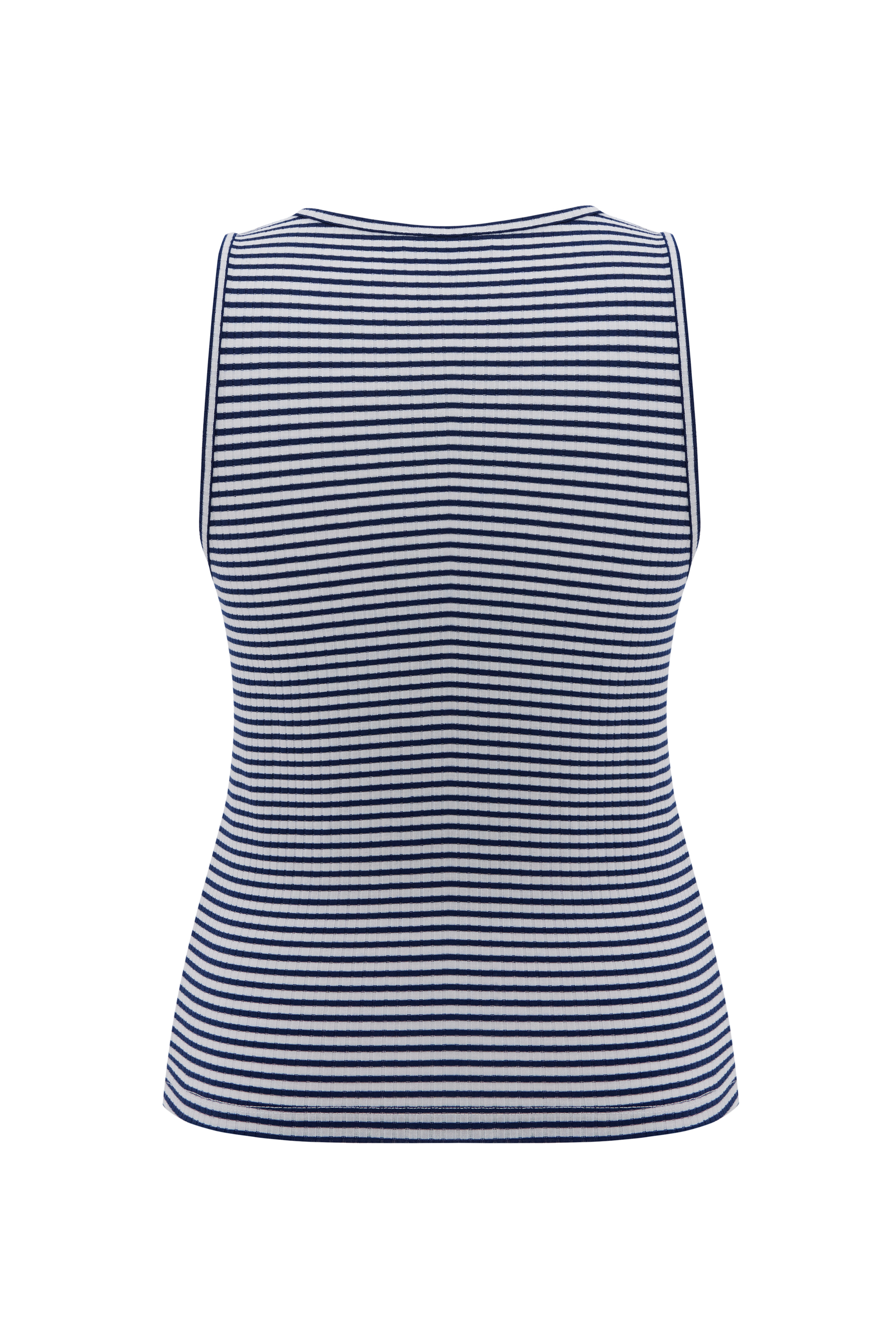 BİSİKLET YAKA ÇİZGİLİ KOLSUZ BLUZ