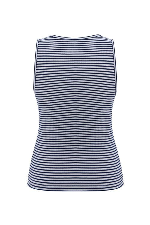  BİSİKLET YAKA ÇİZGİLİ KOLSUZ BLUZ