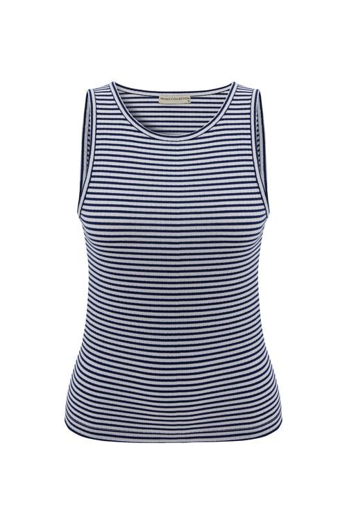  BİSİKLET YAKA ÇİZGİLİ KOLSUZ BLUZ