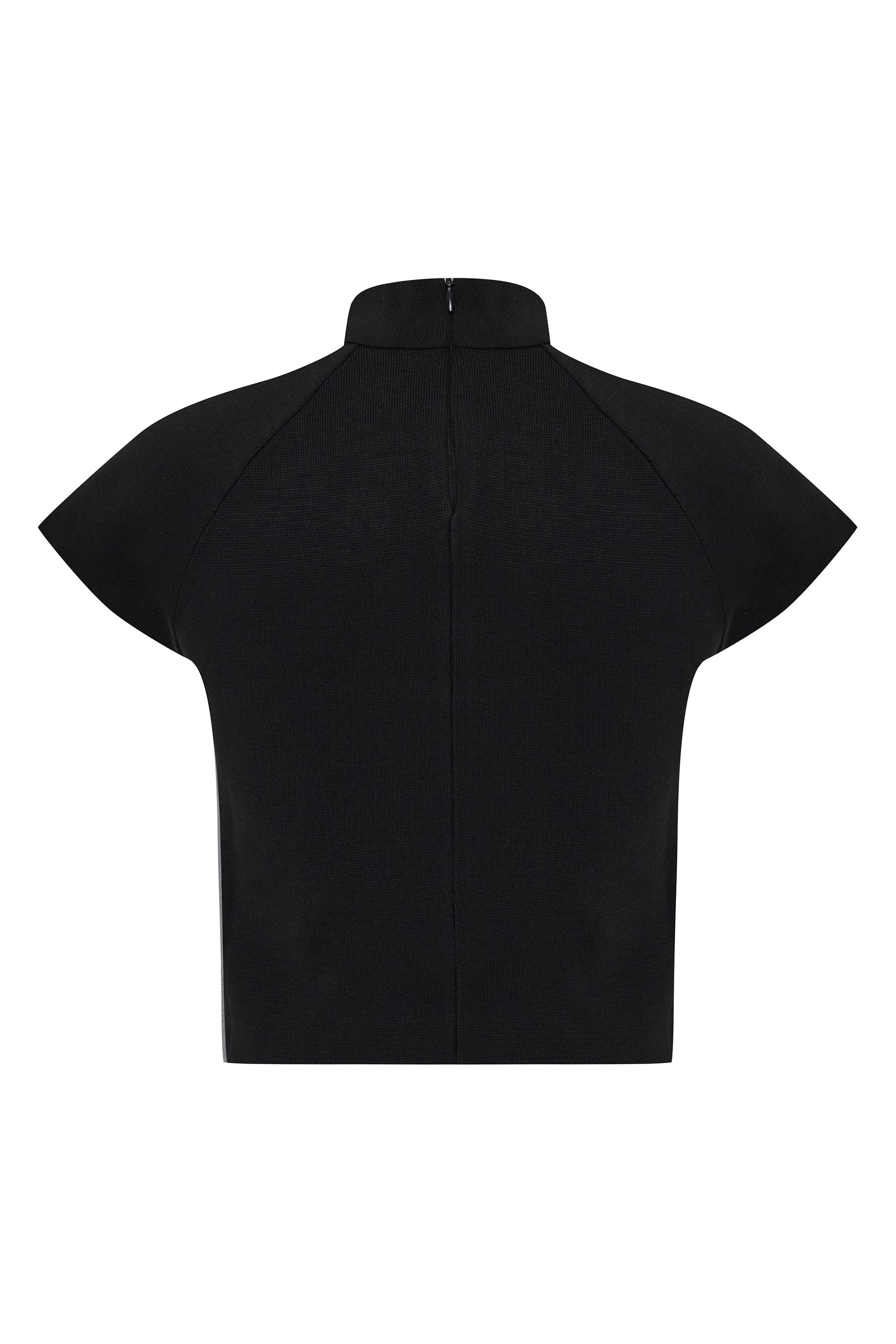 DİK YAKA KISA KOLLU CROP KAZAK